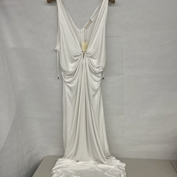 NEW Size L Large Ramy Brook Sleeveless Fleur V-Neck Midi Dress in Ivory White - Picture 3 of 6